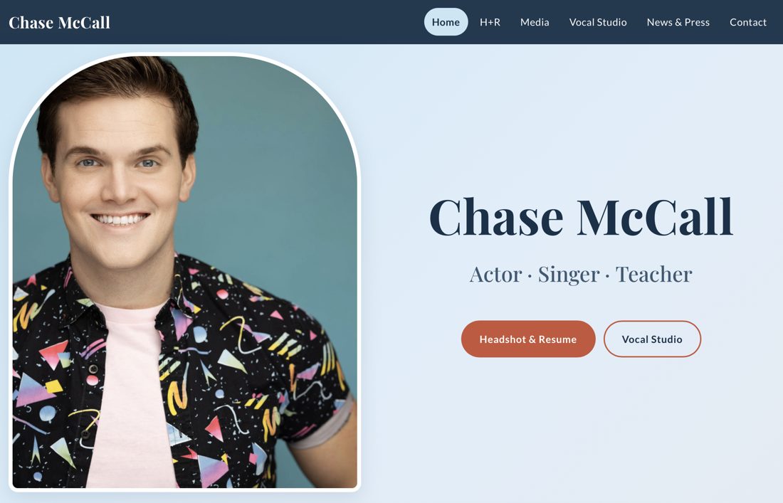 Homepage of chasemccall.me